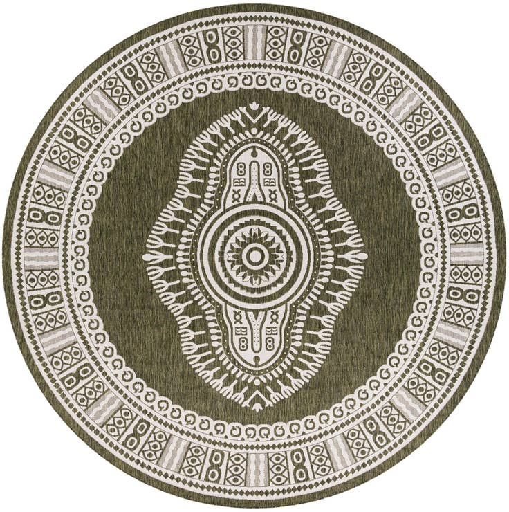 Detail image of 13' x 13' Easy-Clean Traditional Indoor / Outdoor Round Rug