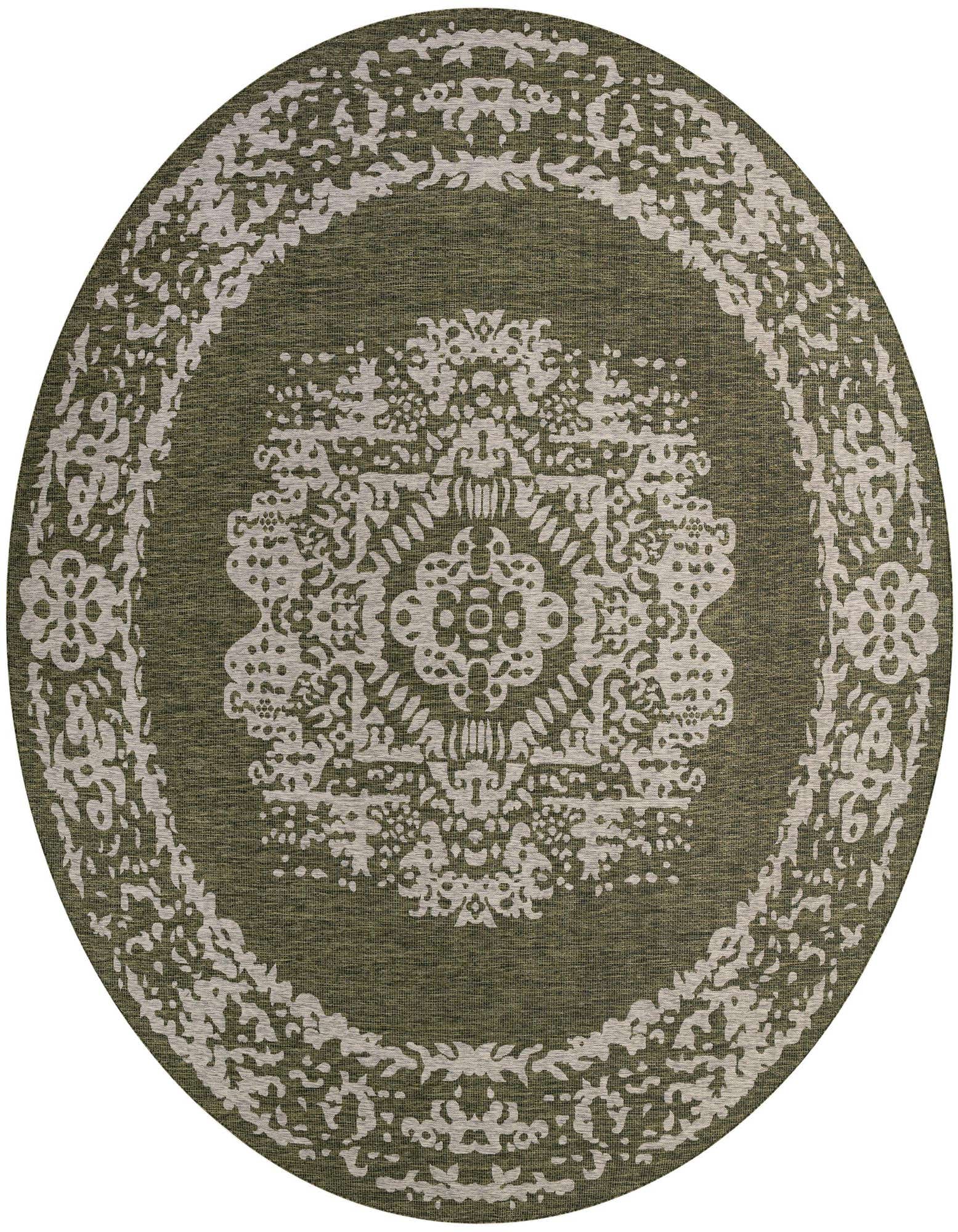 13' x 13' Easy-Clean Traditional Indoor / Outdoor Round Rug