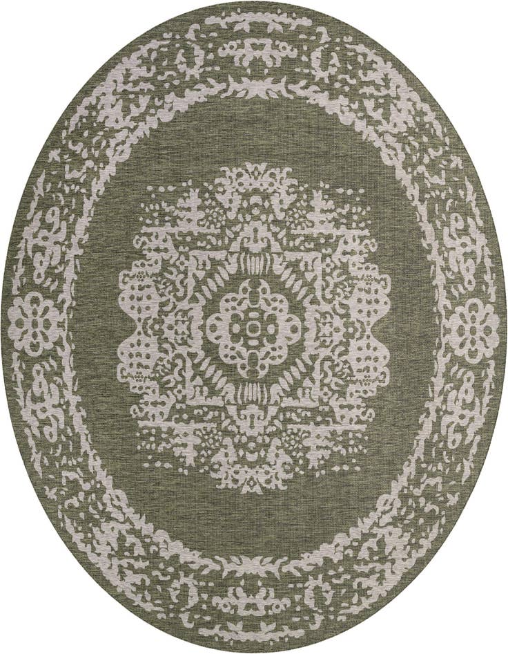 Detail image of 13' x 13' Easy-Clean Traditional Indoor / Outdoor Round Rug