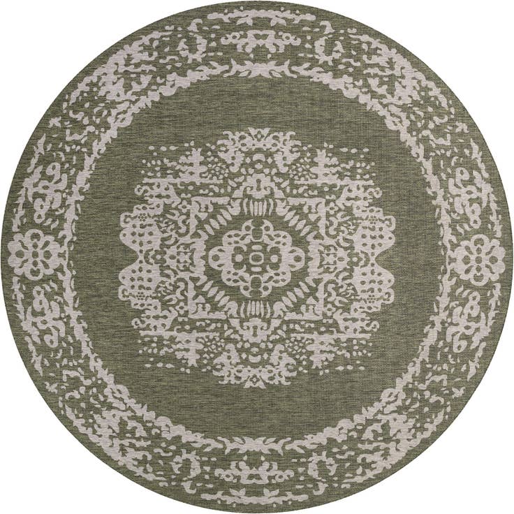 Detail image of 13' x 13' Easy-Clean Traditional Indoor / Outdoor Round Rug