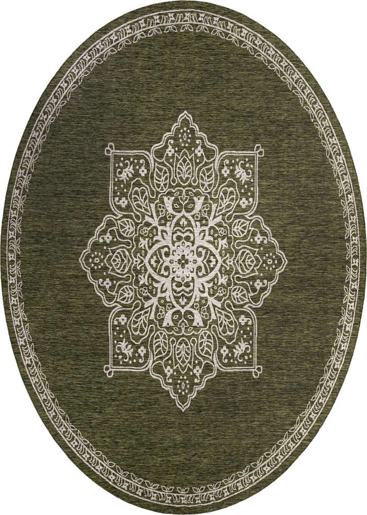 13' x 13' Easy-Clean Traditional Indoor / Outdoor Round Rug
