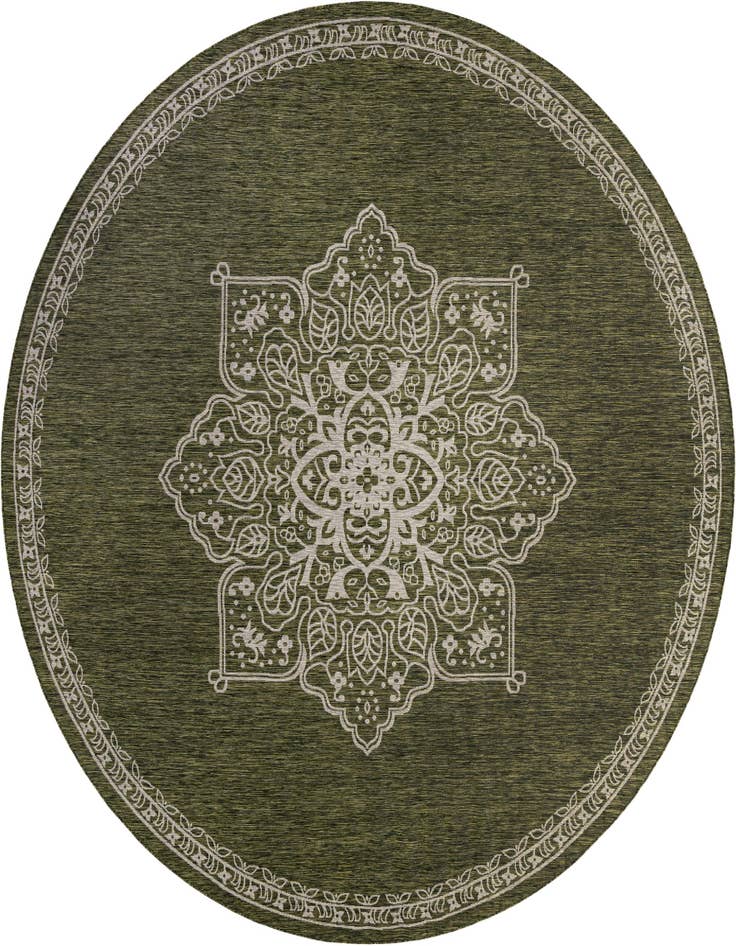 Detail image of 13' x 13' Easy-Clean Traditional Indoor / Outdoor Round Rug