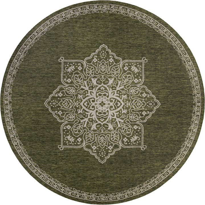 13' x 13' Easy-Clean Traditional Indoor / Outdoor Round Rug