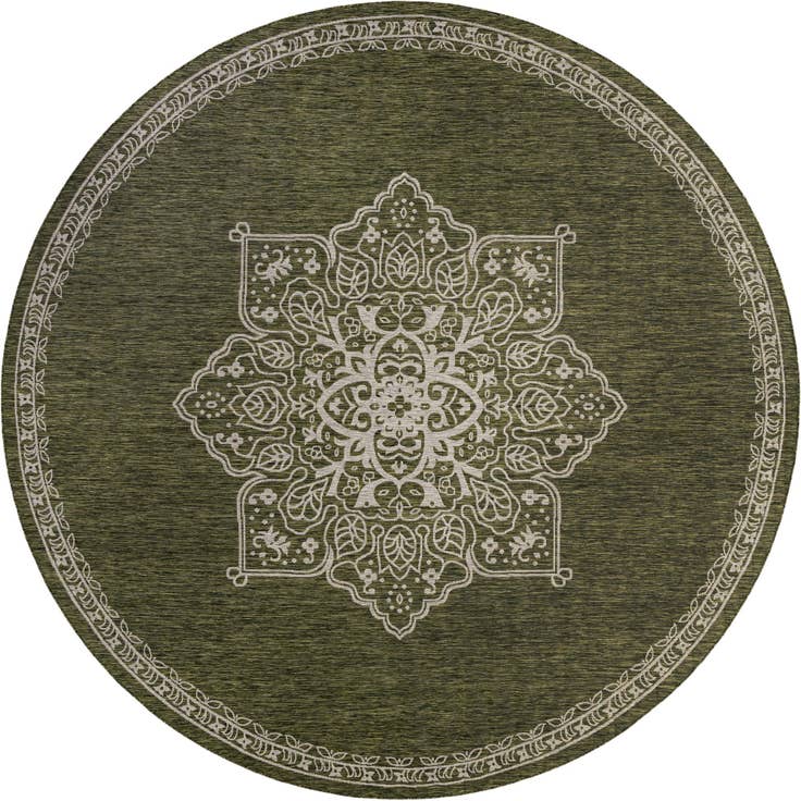 Detail image of 13' x 13' Easy-Clean Traditional Indoor / Outdoor Round Rug