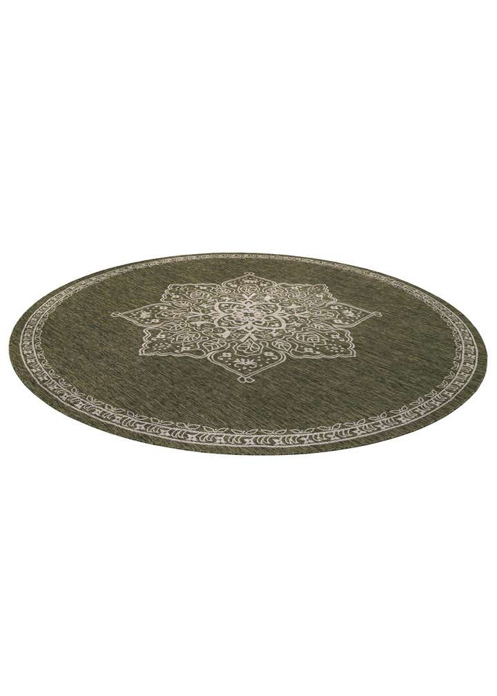 13' x 13' Easy-Clean Traditional Indoor / Outdoor Round Rug