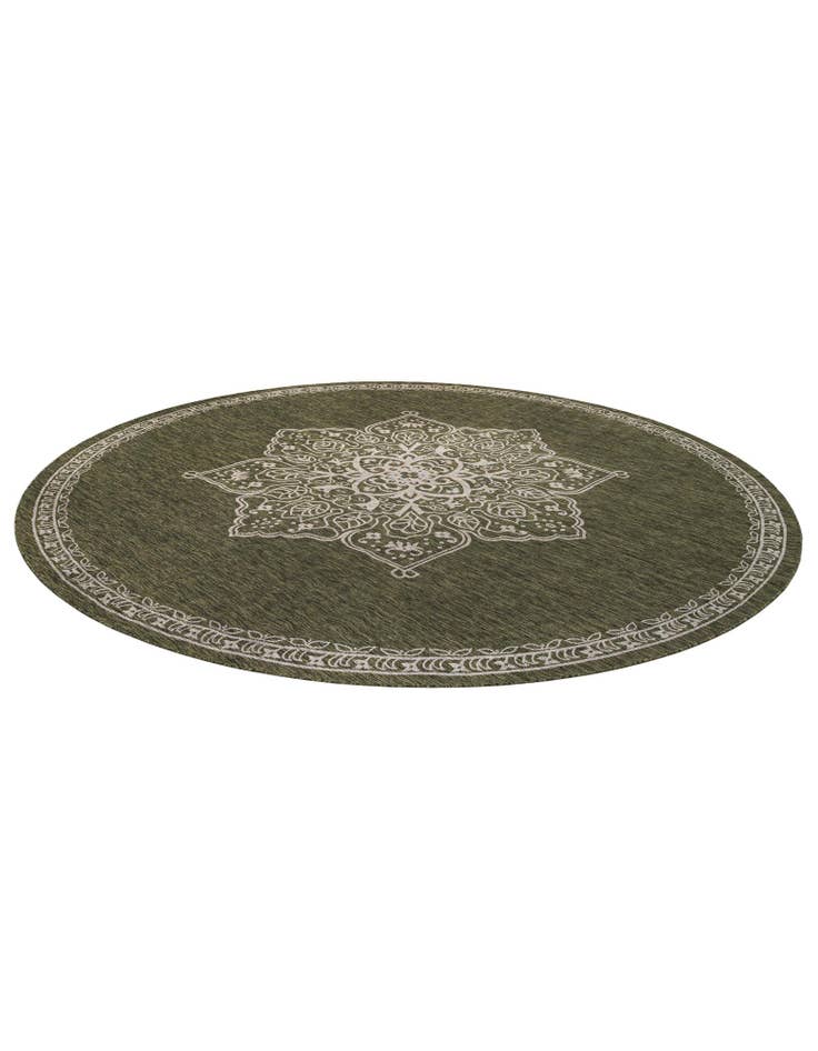 Detail image of 13' x 13' Easy-Clean Traditional Indoor / Outdoor Round Rug