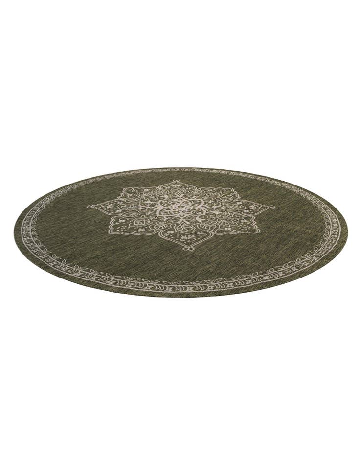 Detail image of 13' x 13' Easy-Clean Traditional Indoor / Outdoor Round Rug