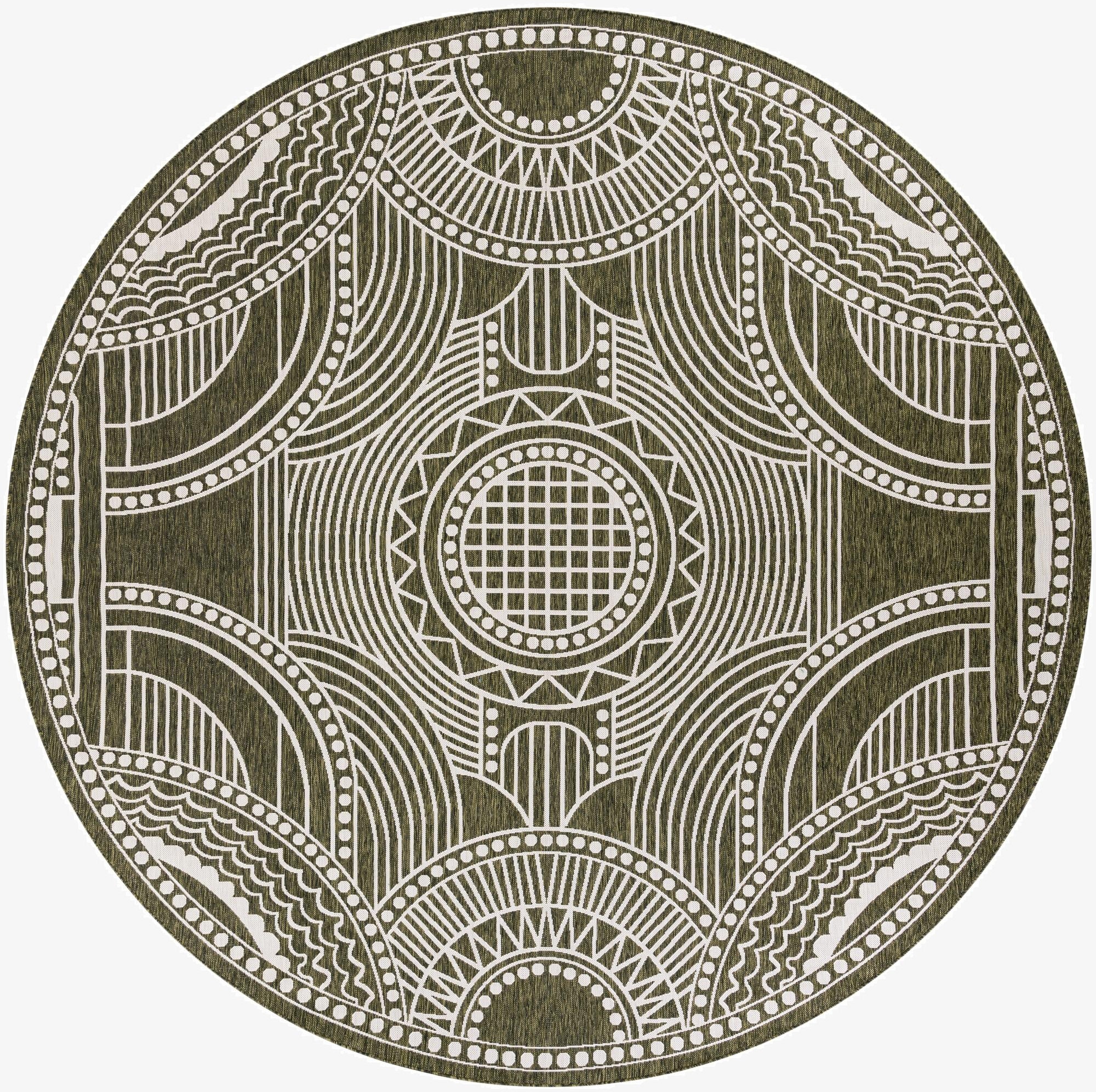 13' x 13'  Washable Traditional Indoor / Outdoor Round Rug