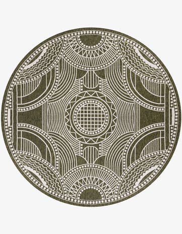 13' x 13' Easy-Clean Traditional Indoor / Outdoor Round Rug