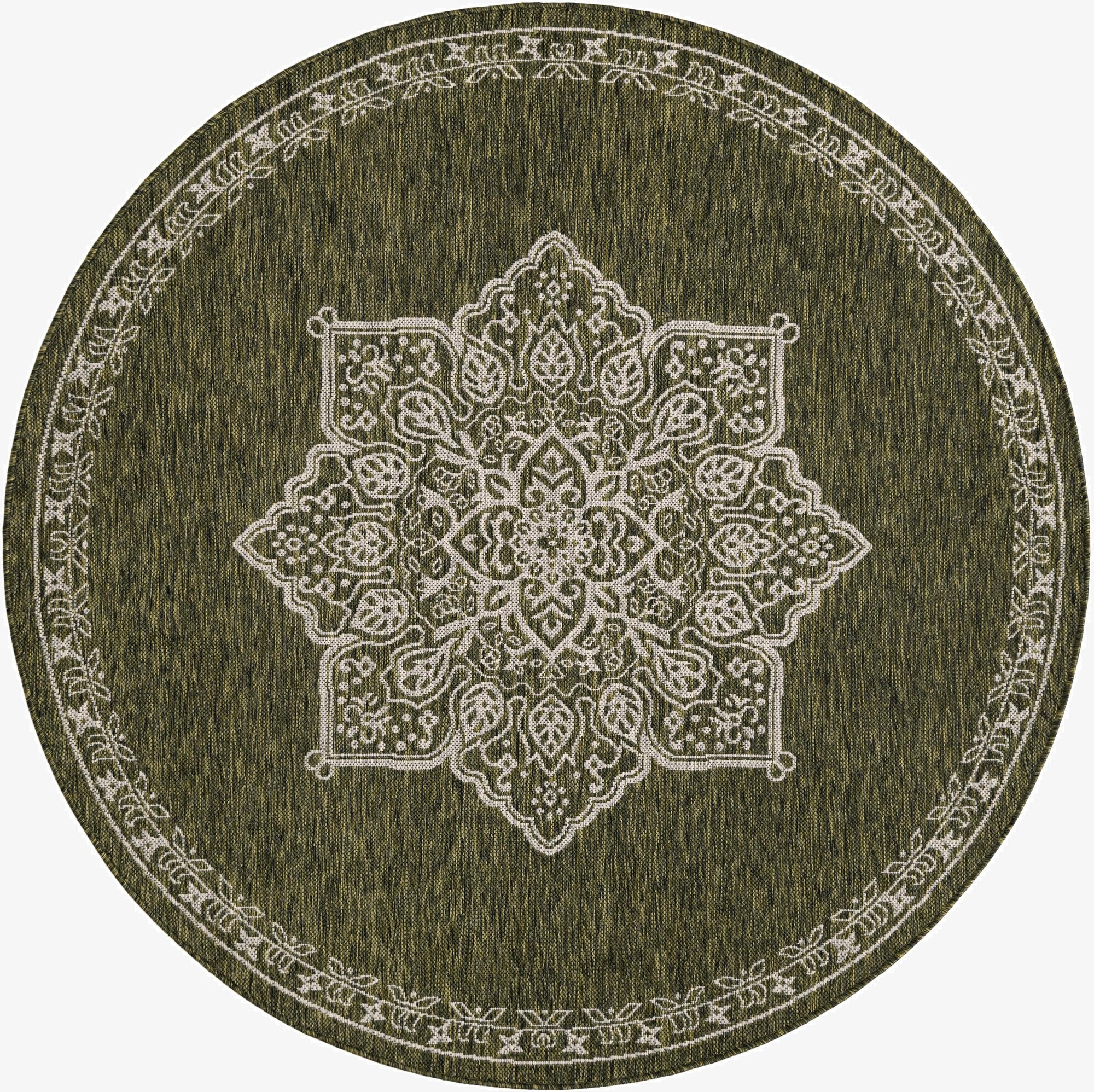 6' x 6'  Washable Traditional Indoor / Outdoor Round Rug