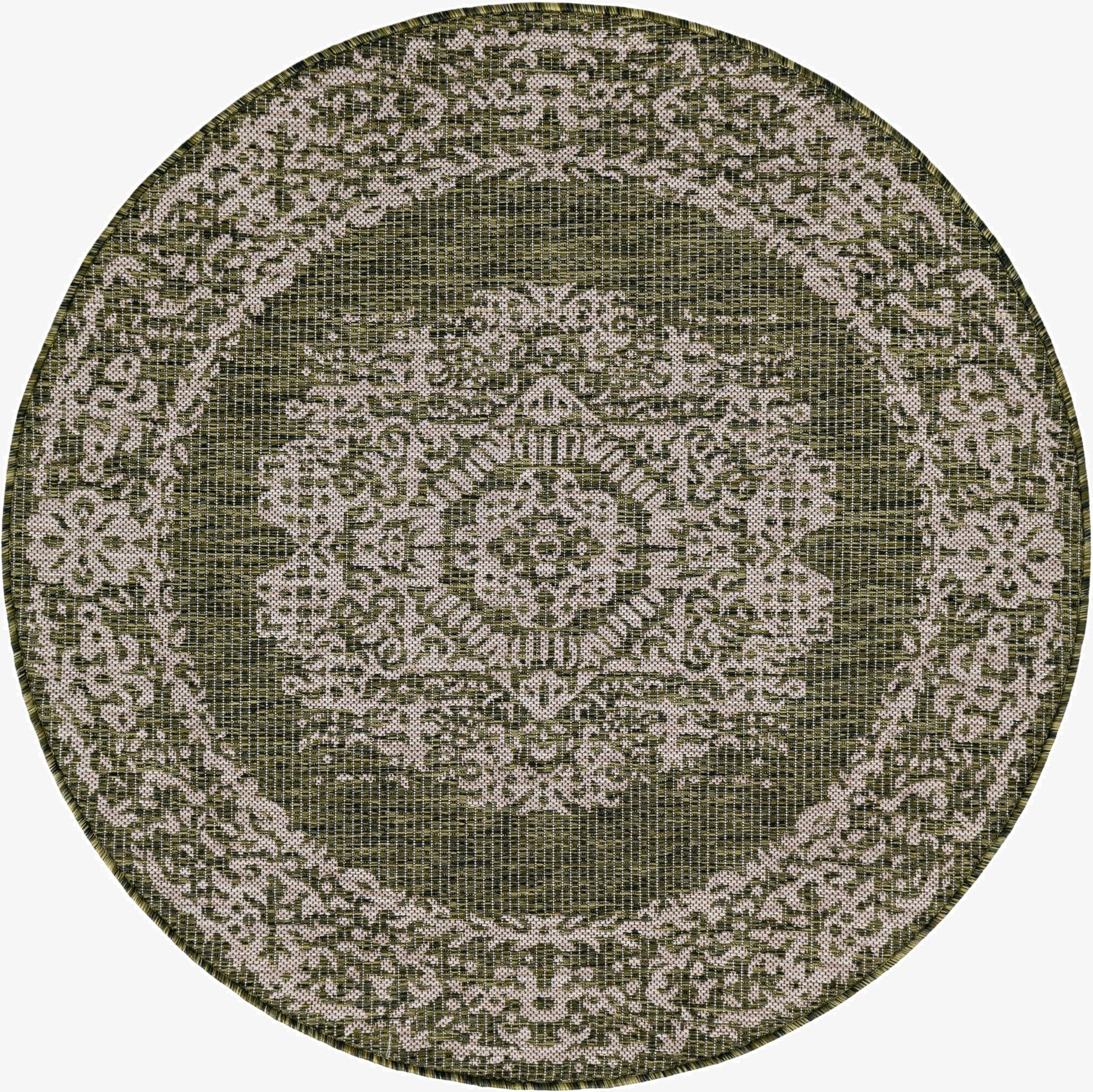 4' x 4'  Washable Traditional Indoor / Outdoor Round Rug