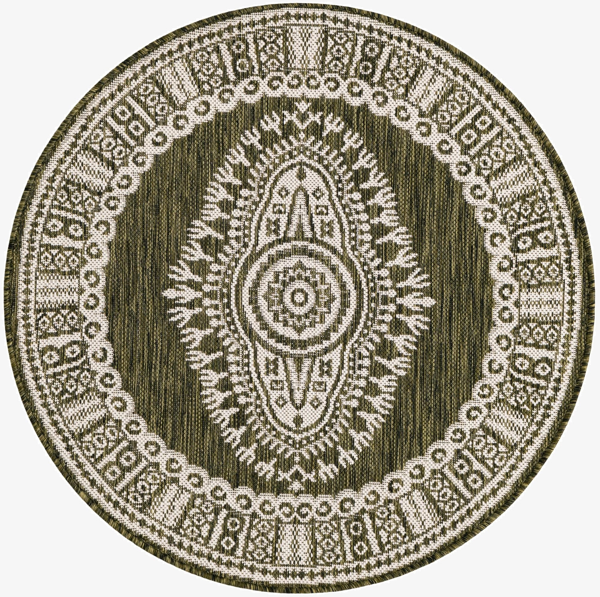 3' x 3'  Washable Traditional Indoor / Outdoor Round Rug