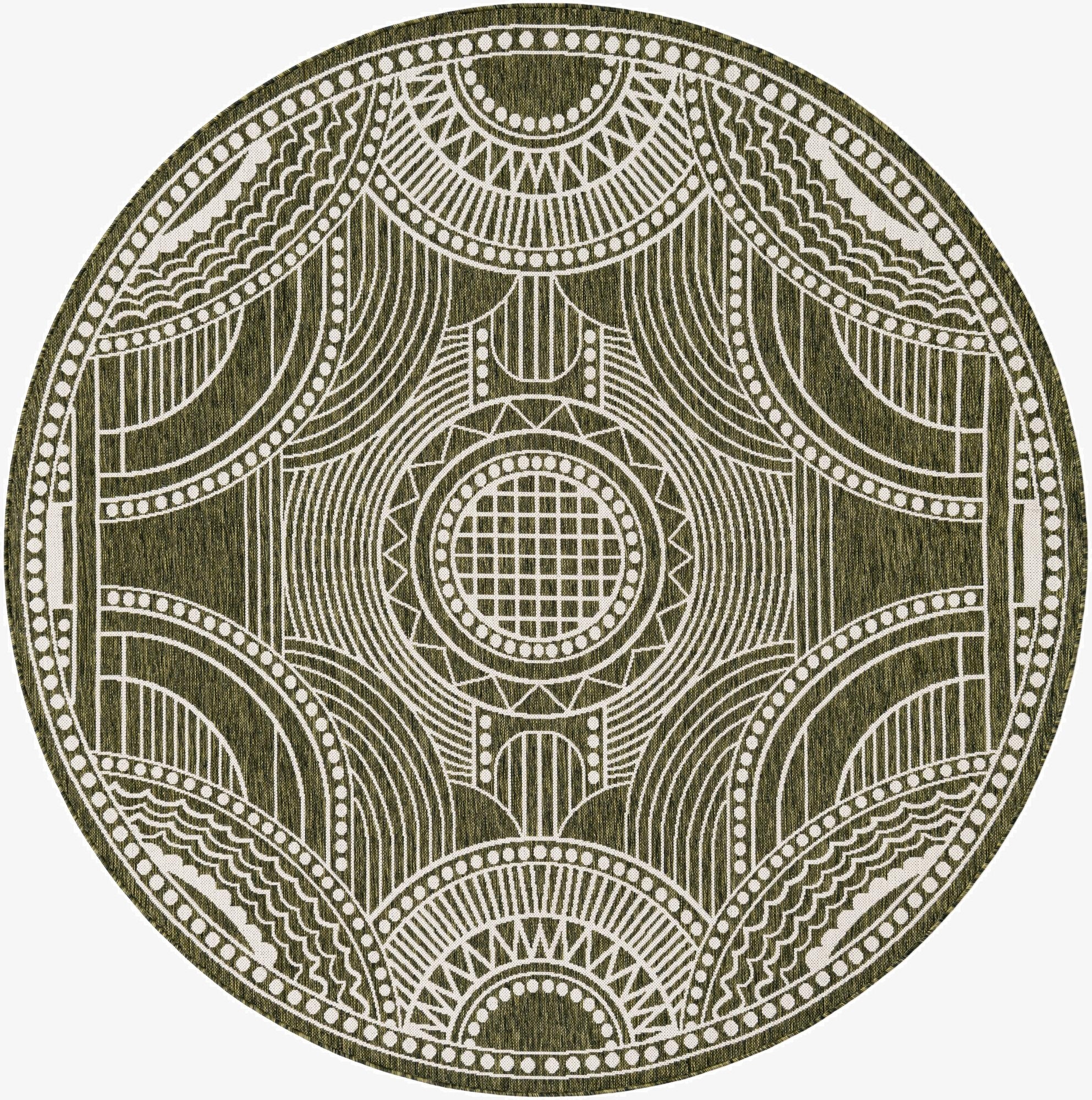 7' 10 x 7' 10  Washable Traditional Indoor / Outdoor Round Rug