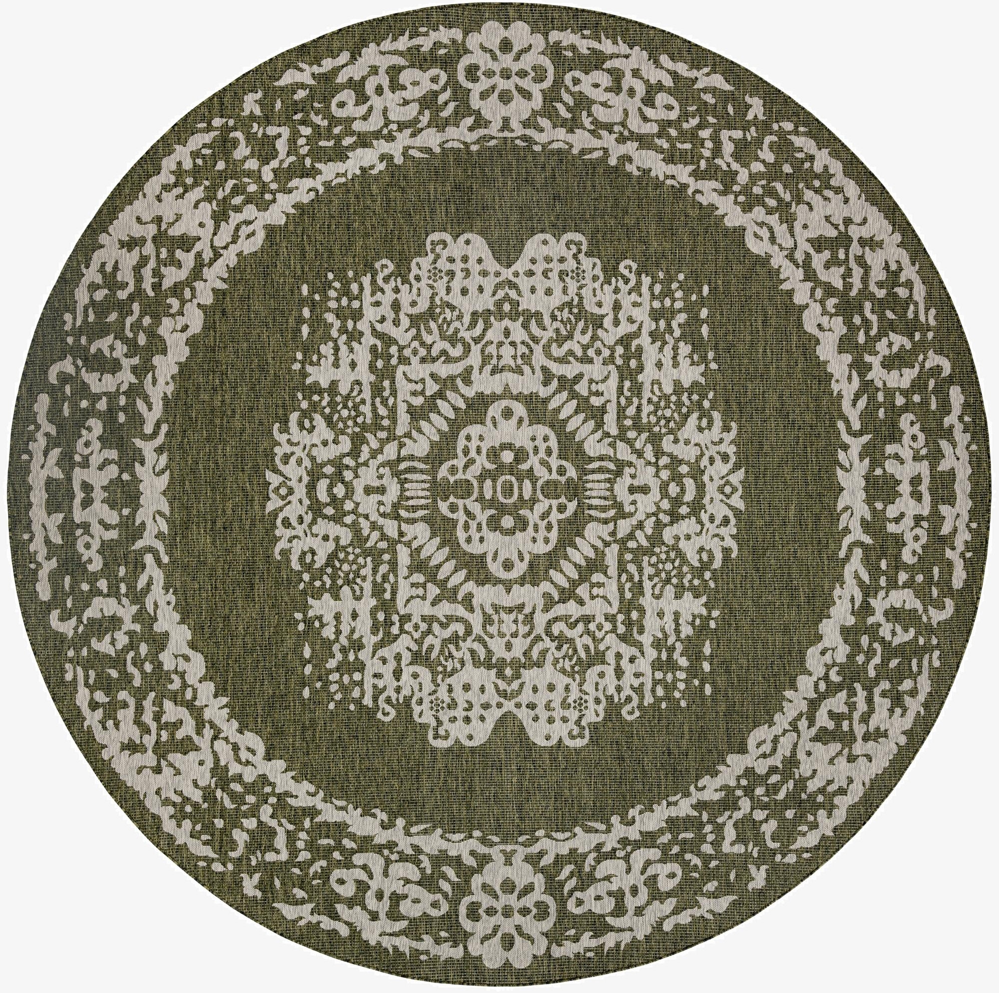 12' x 12'  Washable Traditional Indoor / Outdoor Round Rug