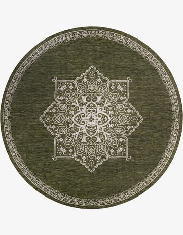 13' x 13' Easy-Clean Traditional Indoor / Outdoor Round Rug