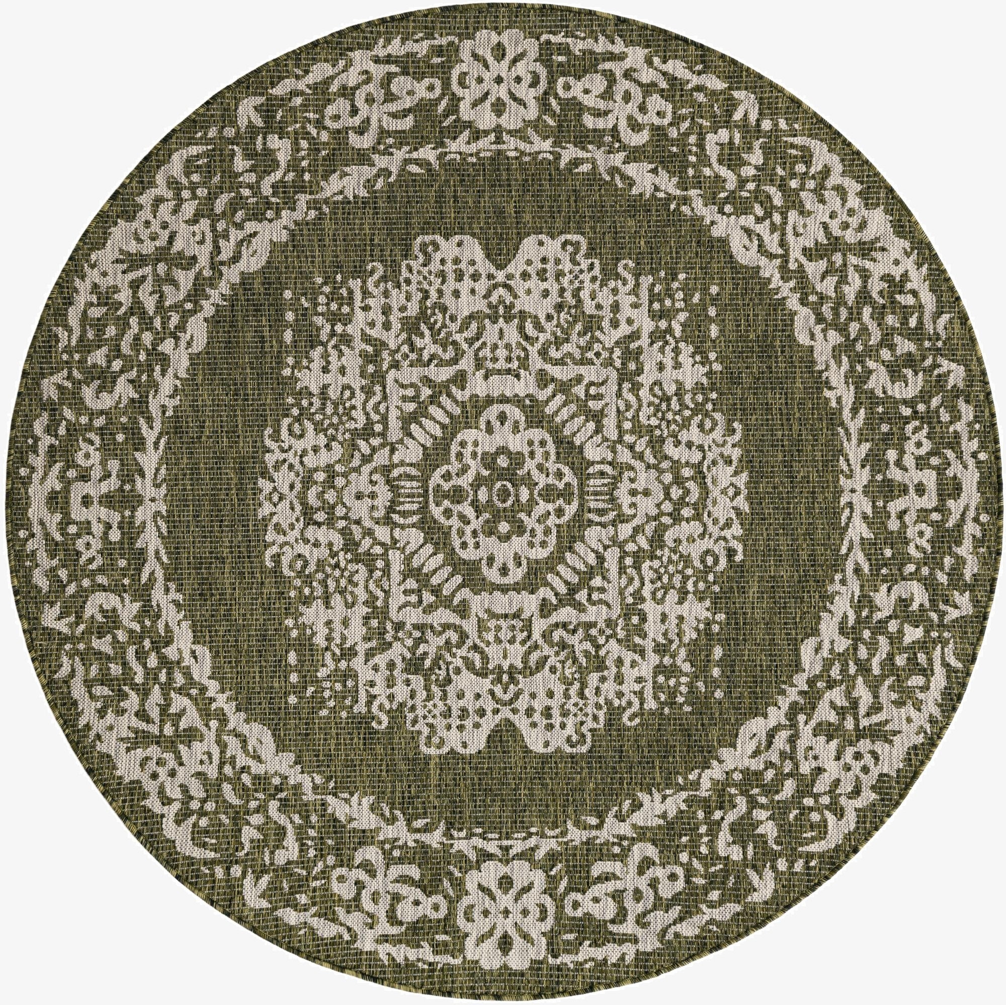 6' x 6'  Washable Traditional Indoor / Outdoor Round Rug