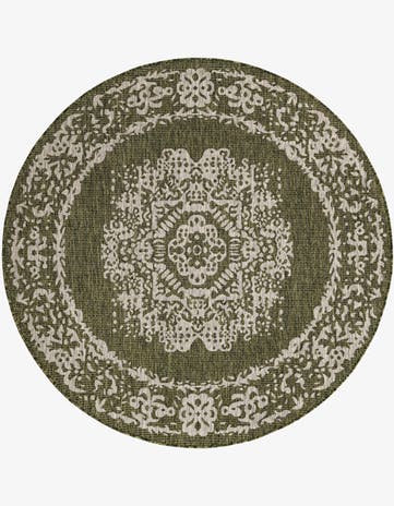 6' x 6' Easy-Clean Traditional Indoor / Outdoor Round Rug