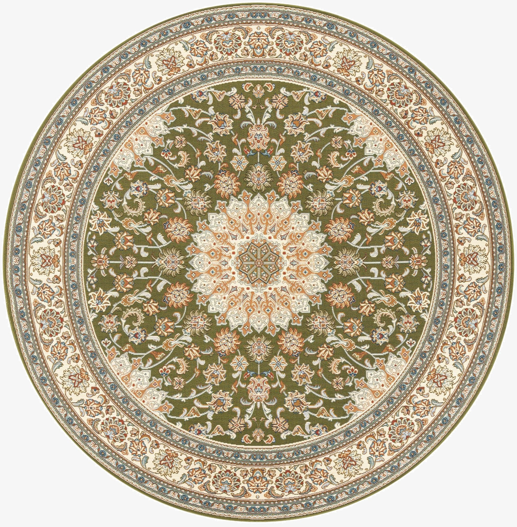 7' 10 x 7' 10  Washable Traditional Indoor / Outdoor Round Rug