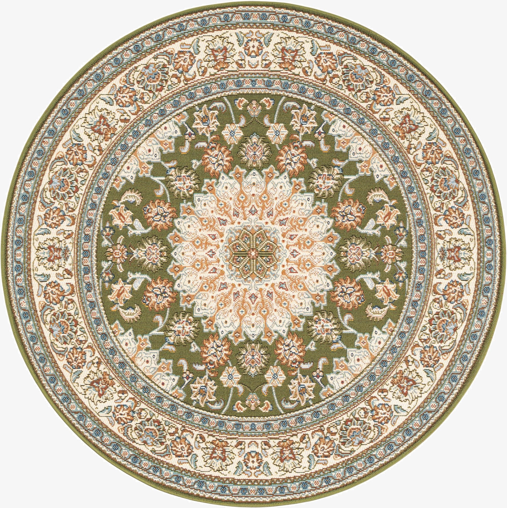 4' 1 x 4' 1  Washable Traditional Indoor / Outdoor Round Rug