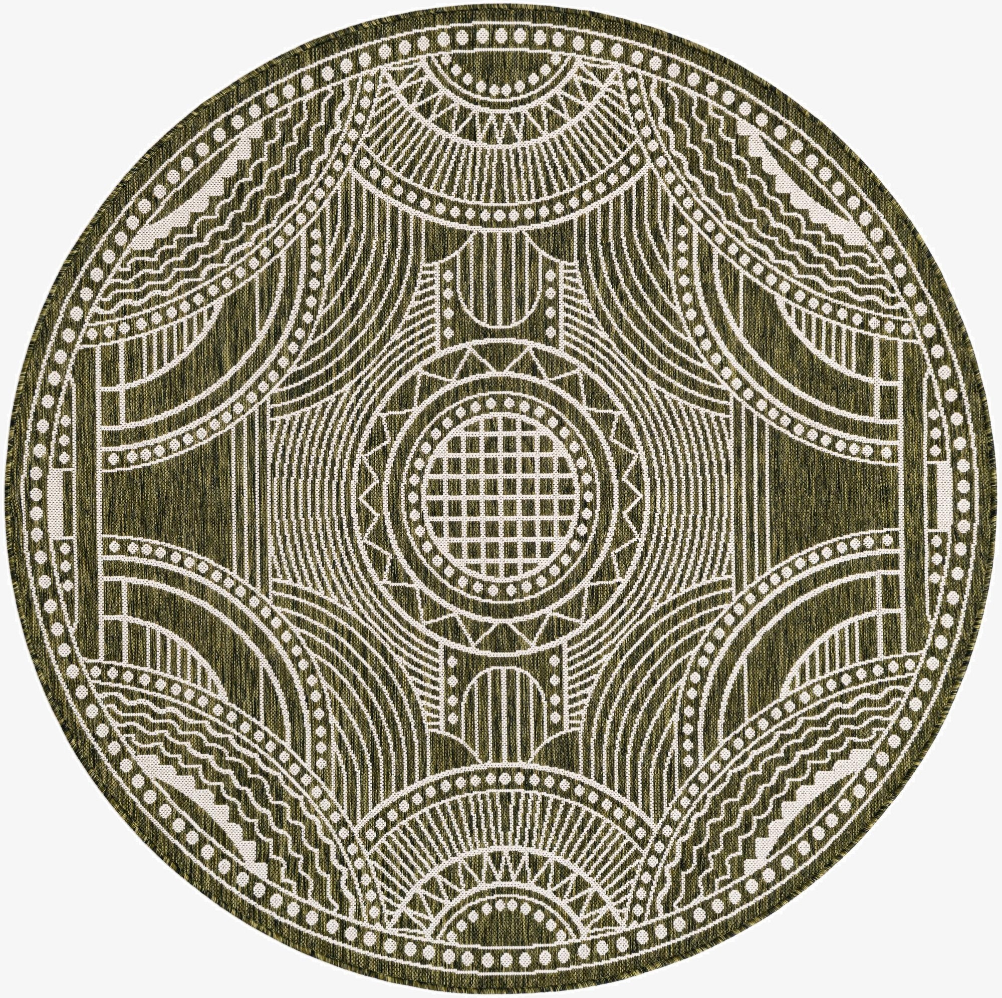 6' x 6'  Washable Traditional Indoor / Outdoor Round Rug