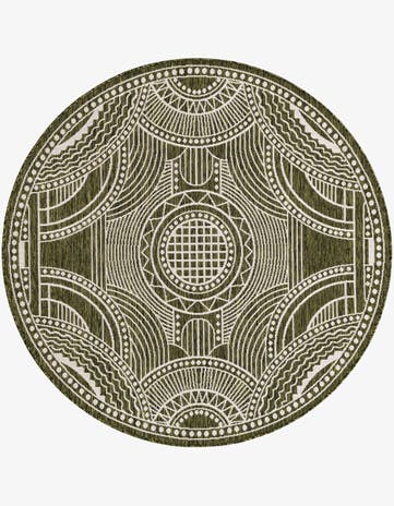 6' x 6' Easy-Clean Traditional Indoor / Outdoor Round Rug