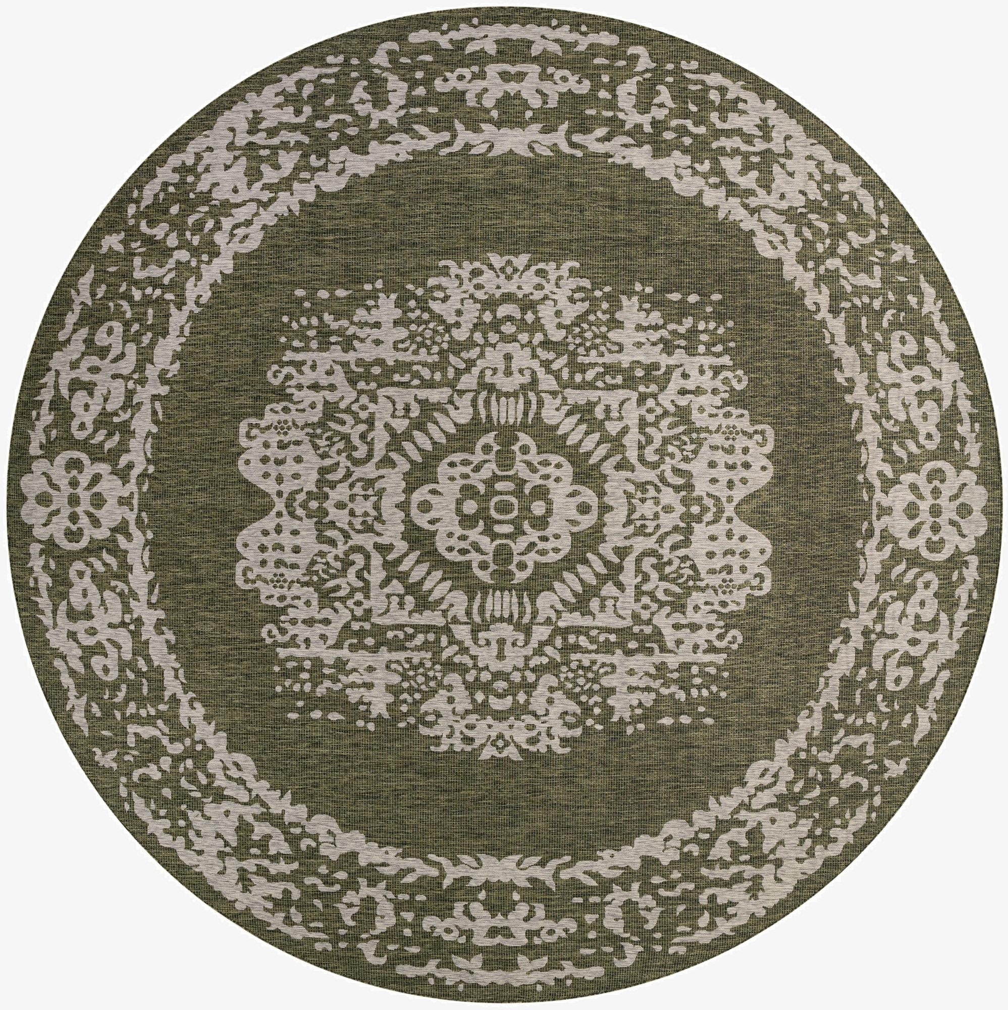 13' x 13'  Washable Traditional Indoor / Outdoor Round Rug
