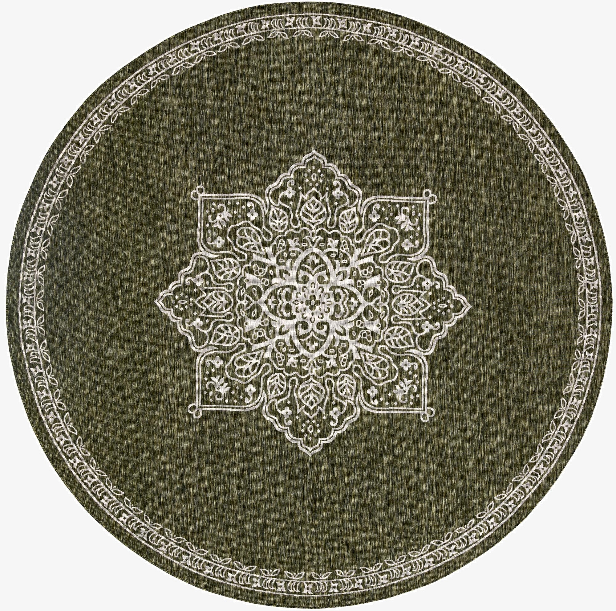12' x 12'  Washable Traditional Indoor / Outdoor Round Rug