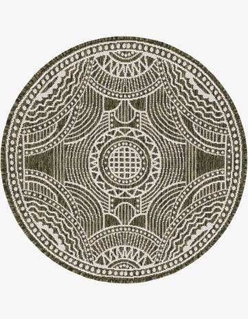 3' x 3' Easy-Clean Traditional Indoor / Outdoor Round Rug