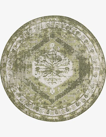 13' x 13' Easy-Clean Traditional Indoor / Outdoor Round Rug