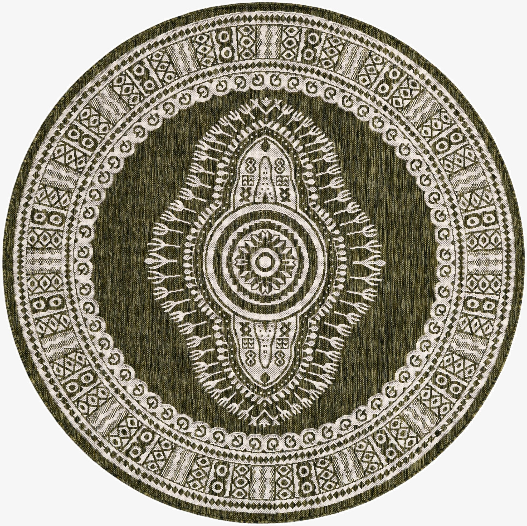 6' x 6'  Washable Traditional Indoor / Outdoor Round Rug