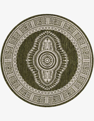 6' x 6' Easy-Clean Traditional Indoor / Outdoor Round Rug