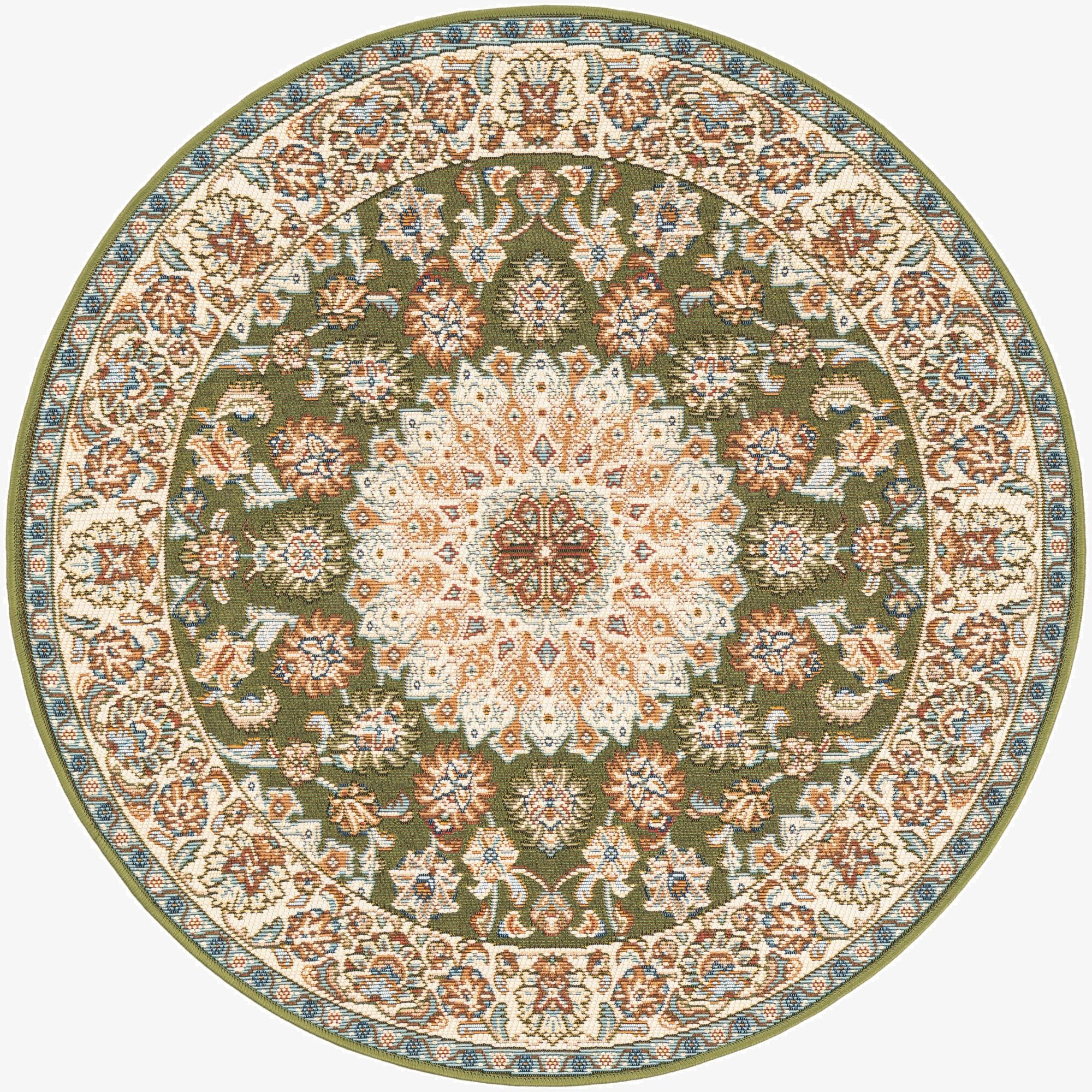 3' 3 x 3' 3  Washable Traditional Indoor / Outdoor Round Rug