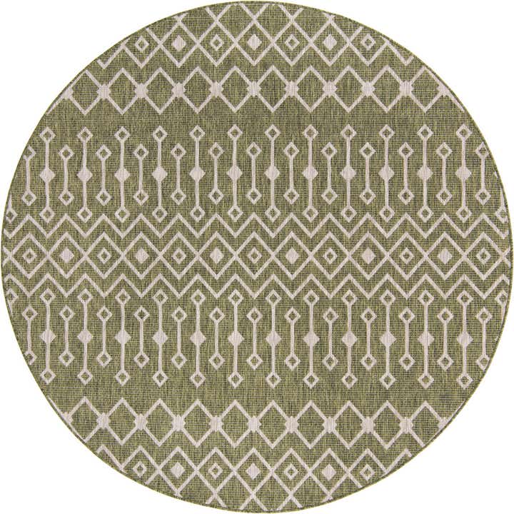 7' 10 x 7' 10 Easy-Clean Trellis Indoor / Outdoor Round Rug