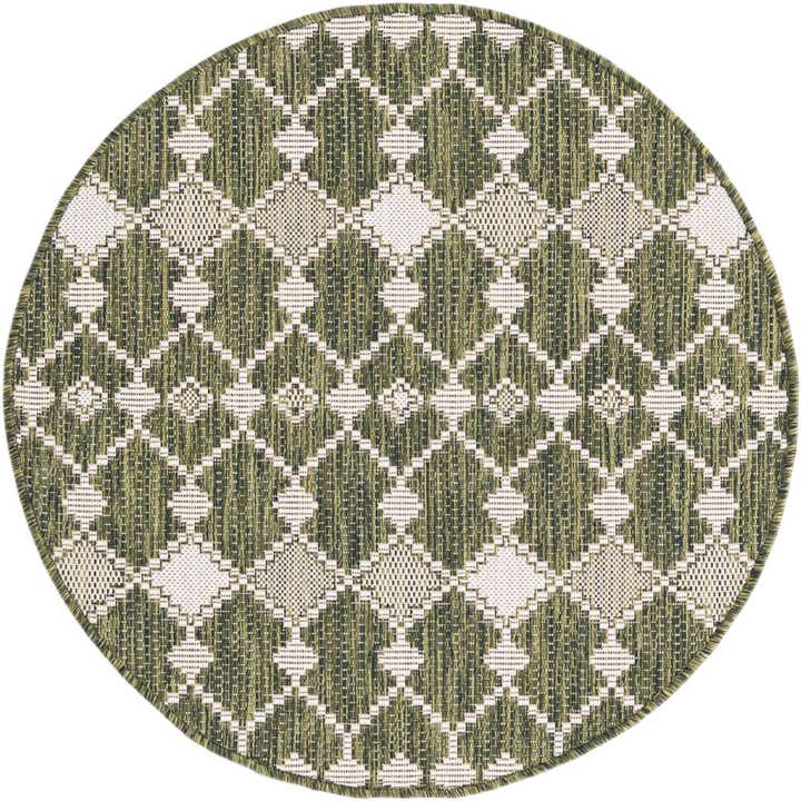 3' x 3' Easy-Clean Trellis Indoor / Outdoor Round Rug