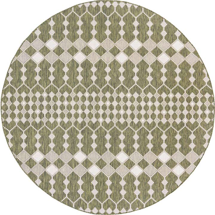 10' x 10' Easy-Clean Trellis Indoor / Outdoor Round Rug