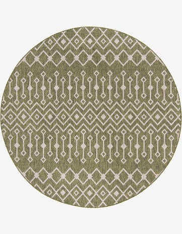 Green Easy-Clean Trellis Indoor / Outdoor Round Rug