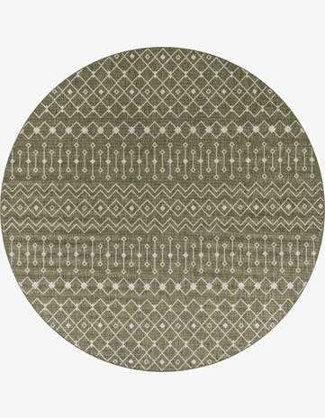 Green Easy-Clean Trellis Indoor / Outdoor Round Rug