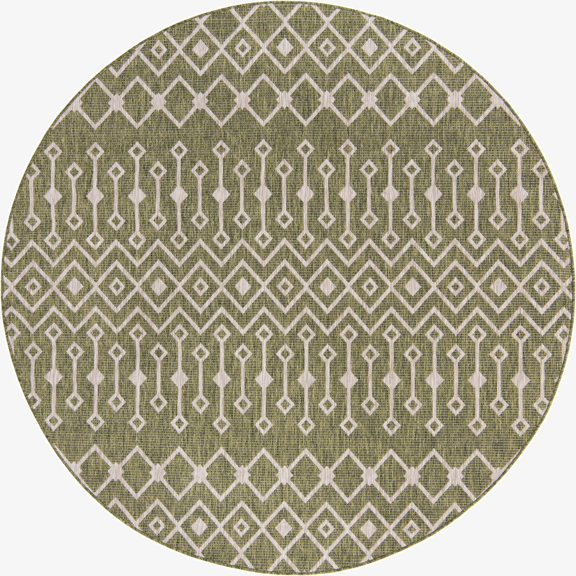 10' 8 x 10' 8  Washable Trellis Indoor / Outdoor Round Rug