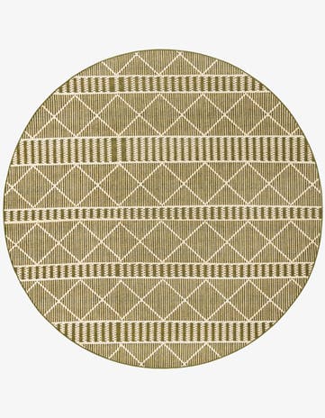 Green Easy-Clean Trellis Indoor / Outdoor Round Rug
