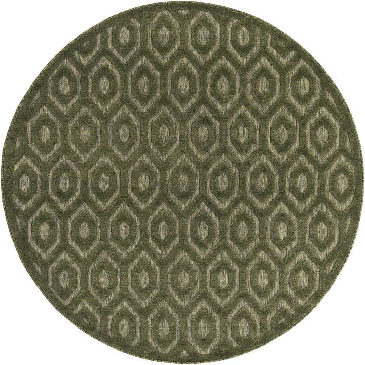 7' x 7' Easy-Clean Trellis Textured Indoor / Outdoor Round Rug