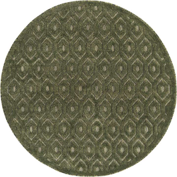 5' 3 x 5' 3 Easy-Clean Trellis Textured Indoor / Outdoor Round Rug