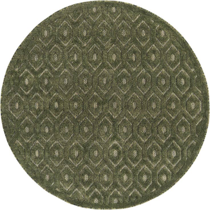 Detail image of 5' 3 x 5' 3 Easy-Clean Trellis Textured Indoor / Outdoor Round Rug