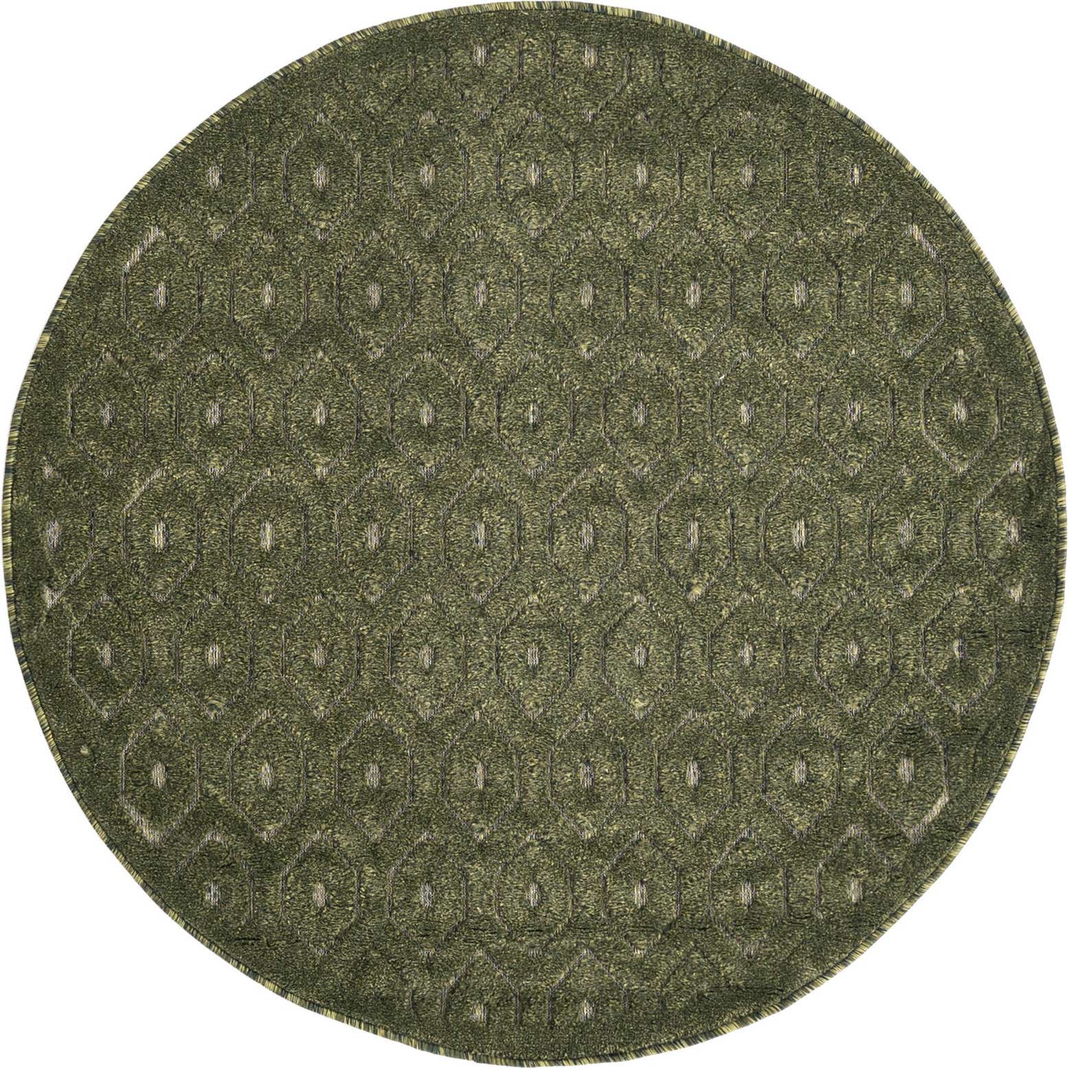 4' x 4' Easy-Clean Trellis Textured Indoor / Outdoor Round Rug