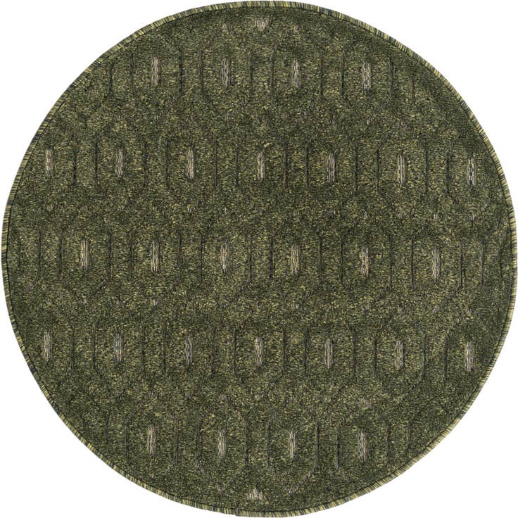 Detail image of 3' x 3' Easy-Clean Trellis Textured Indoor / Outdoor Round Rug