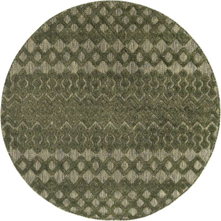 5' 3 x 5' 3 Easy-Clean Trellis Textured Indoor / Outdoor Round Rug