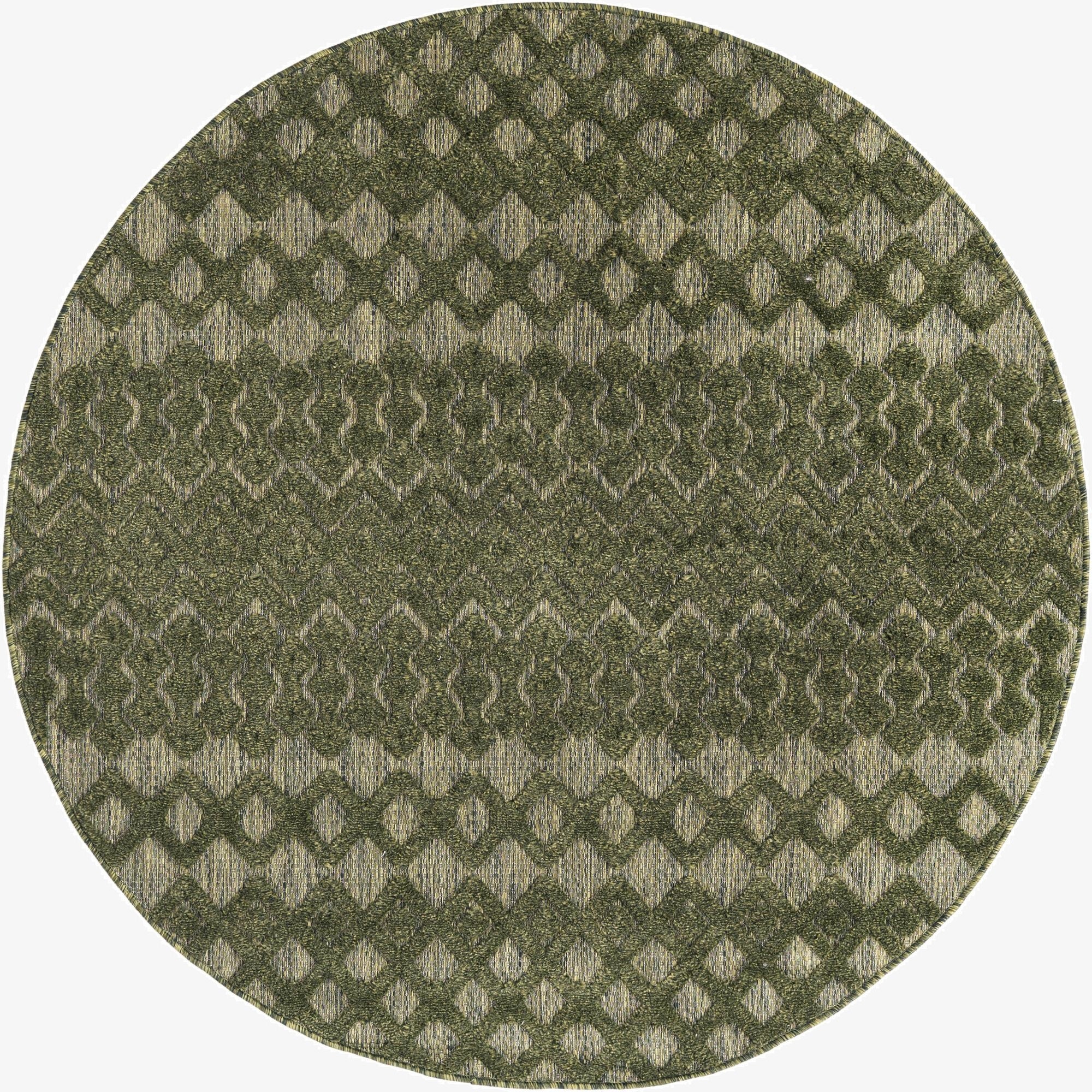 5' 3 x 5' 3  Washable Trellis Textured Indoor / Outdoor Round Rug