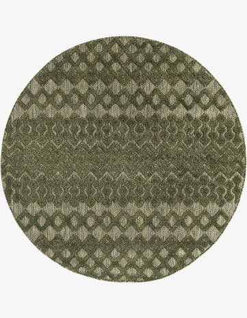 Green Easy-Clean Trellis Textured Indoor / Outdoor Round Rug