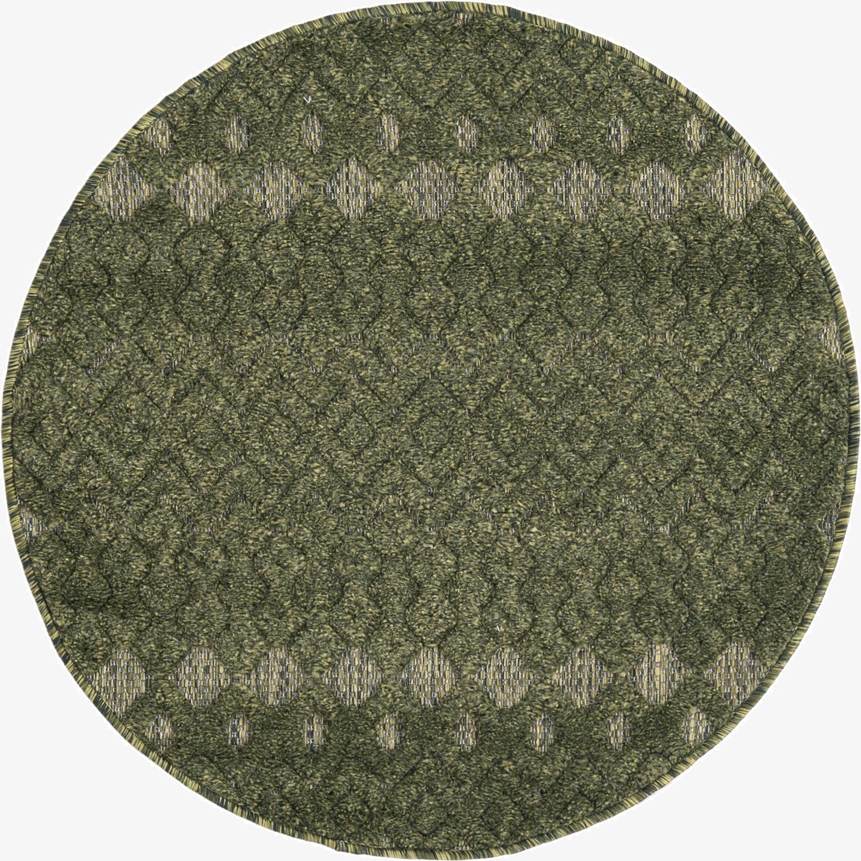 Primary image 3' x 3'  Washable Trellis Textured Indoor / Outdoor Round Rug