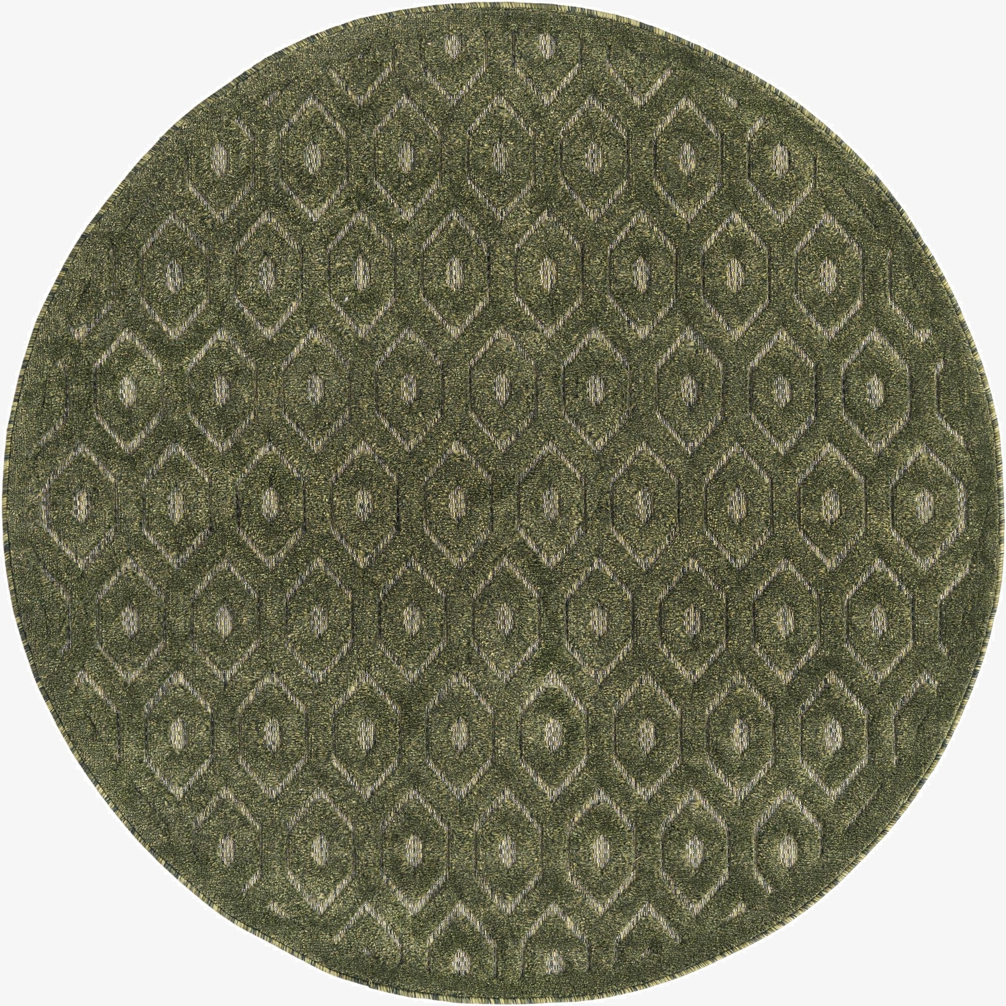 5' 3 x 5' 3  Washable Trellis Textured Indoor / Outdoor Round Rug