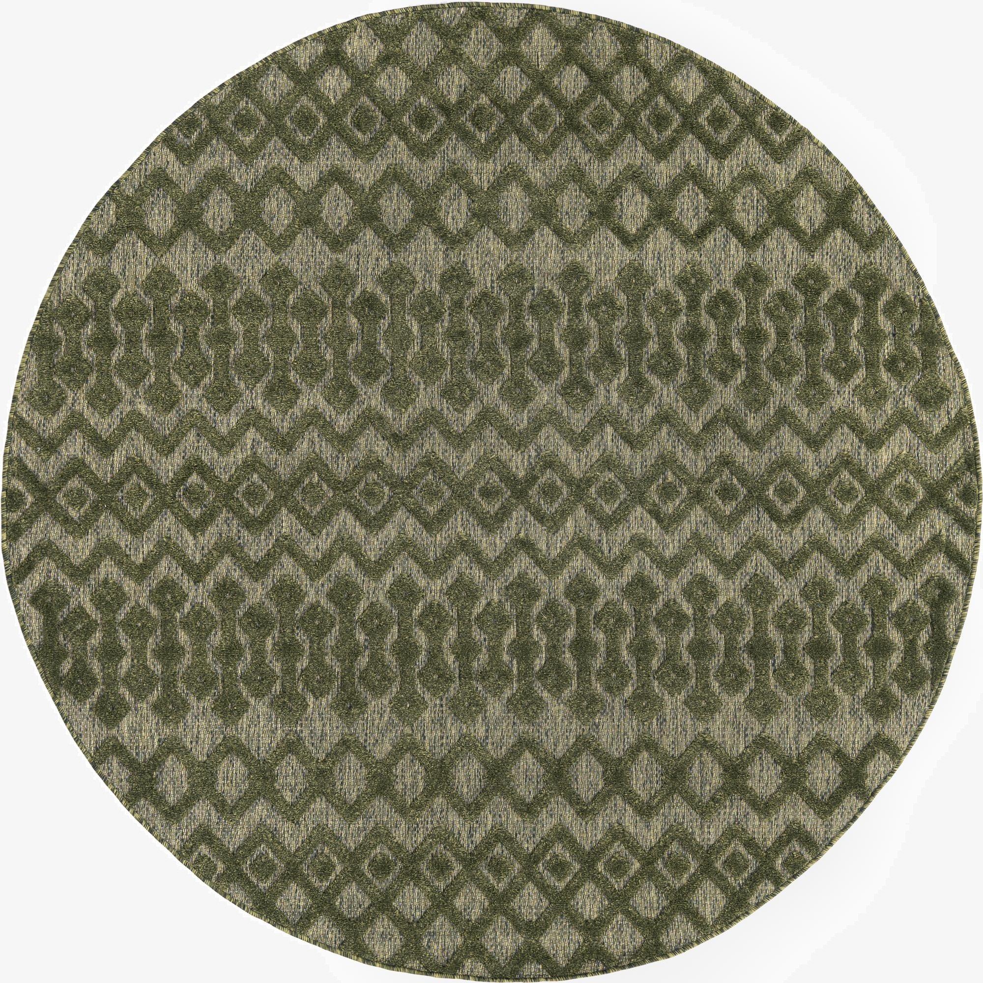 7' x 7'  Washable Trellis Textured Indoor / Outdoor Round Rug